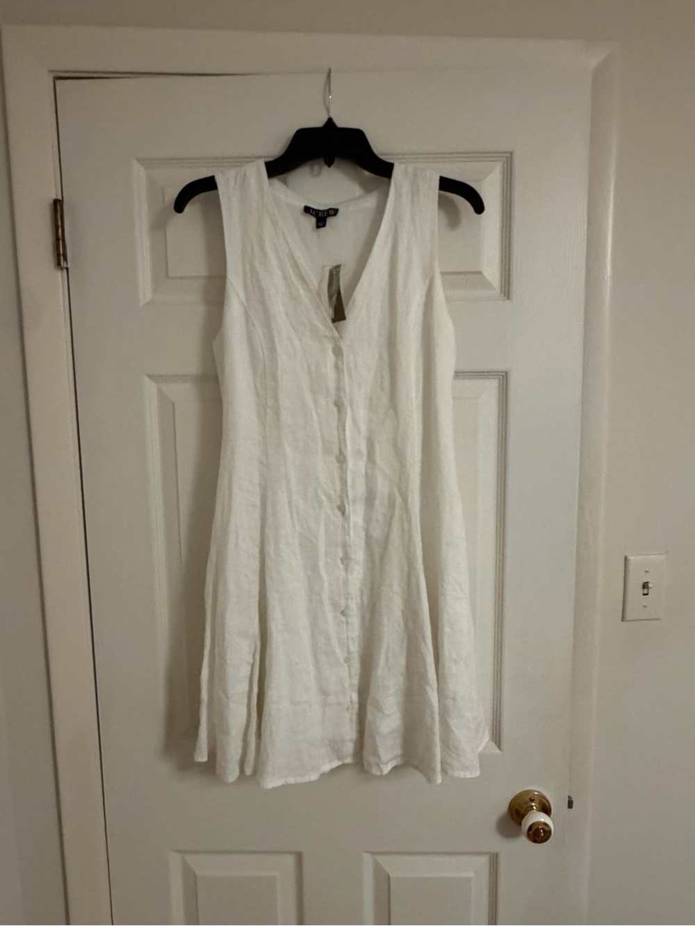 J. Crew White Sleeveless Button-Front Linen Tunic